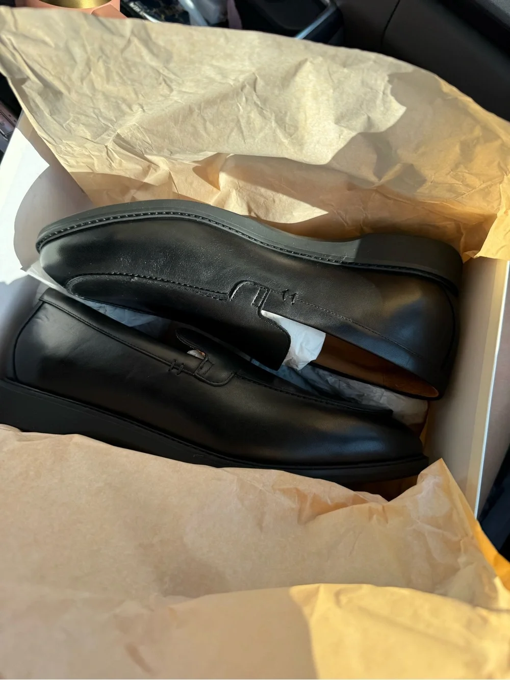 Quince Black Leather Slip-On Loafers